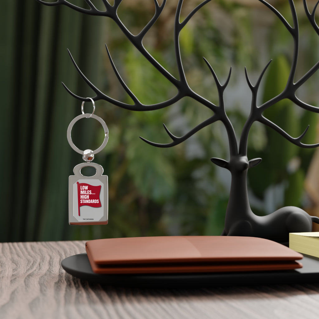 Low Miles High Standards rectangle keyring | Metal Keychain, Car Enthusiast