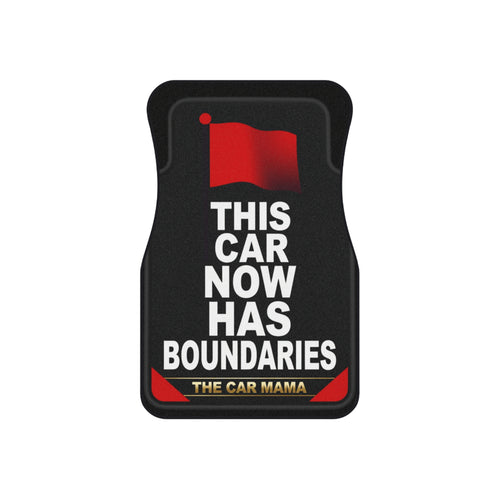 Car Mats — "This Car Now Has Boundaries" Set of 4 (Humorous Red Flag Design)