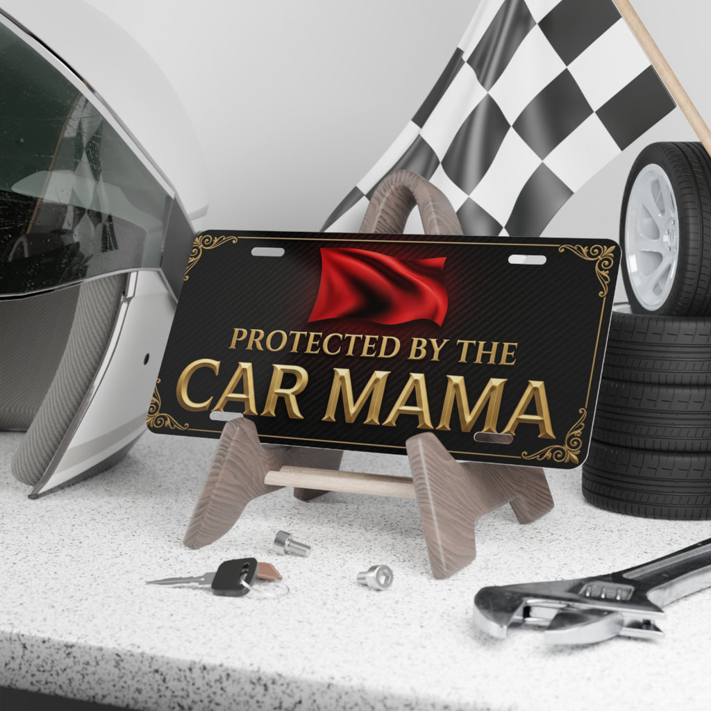 Protected by the Car Mama Metal Vanity Plate — Decorative License Plate for Mom, Car Accessory Gift