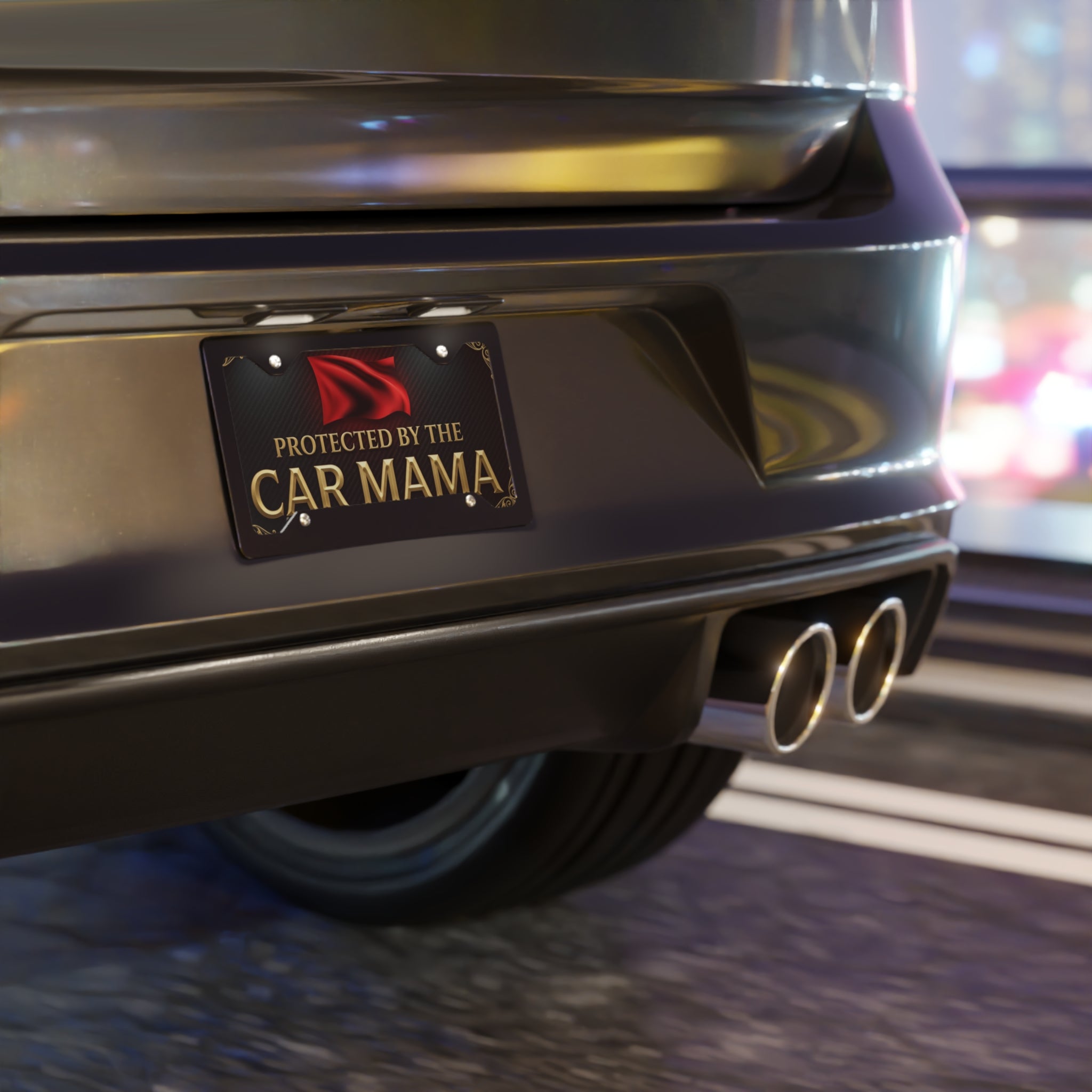 Protected by the Car Mama Metal Vanity Plate — Decorative License Plate for Mom, Car Accessory Gift